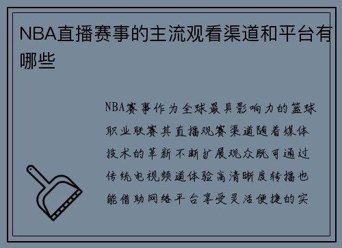 NBA直播赛事的主流观看渠道和平台有哪些